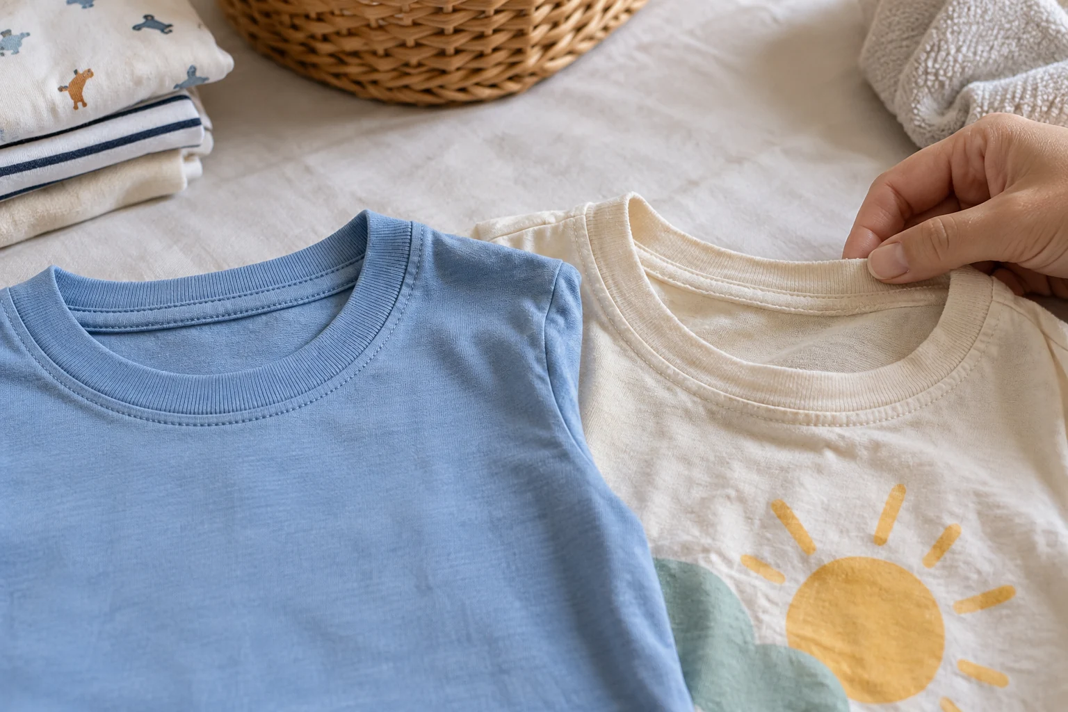 Perbandingan bentuk bukaan kerah kaos anak